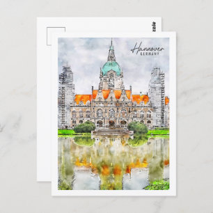 Hannover Germany Travel Place Watercolor Postcard