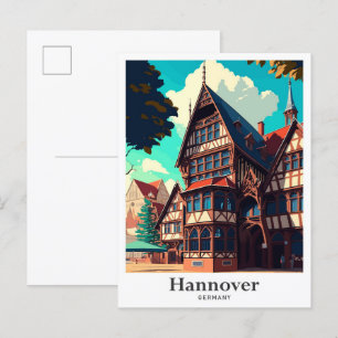 Hannover Germany Vintage Travel Illustration Postcard