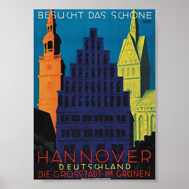 Hannover, Germany Vintage Travel Poster (Front)