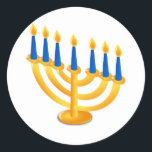 Hannukah Menorah Classic Round Sticker<br><div class="desc">Hanukkah Menorah. Perfect for celebrating Hanukkah! 
 Did you know? You can customise this item by clicking "Customise It"! 
 For more great holiday items,  check out OneStopHolidayShop at http://www.zazzle.com/onestopholidayshop?rf=238731952171470542.  You can also follow this store on Twitter at https://twitter.com/HDayShop to stay up-to-date on new products!</div>