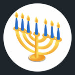 Hannukah Menorah Classic Round Sticker<br><div class="desc">Hanukkah Menorah. Perfect for celebrating Hanukkah! 
 Did you know? You can customise this item by clicking "Customise It"! 
 For more great holiday items,  check out OneStopHolidayShop at http://www.zazzle.com/onestopholidayshop?rf=238731952171470542.  You can also follow this store on Twitter at https://twitter.com/HDayShop to stay up-to-date on new products!</div>