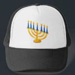 Hannukah Menorah Trucker Hat<br><div class="desc">Hanukkah Menorah. Perfect for celebrating Hanukkah! 
 Did you know? You can customise this item by clicking "Customise It"! 
 For more great holiday items,  check out OneStopHolidayShop at http://www.zazzle.com/onestopholidayshop?rf=238731952171470542.  You can also follow this store on Twitter at https://twitter.com/HDayShop to stay up-to-date on new products!</div>