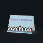 Hannukah penguins holiday card<br><div class="desc">Penguins represent the manorah candles of Hannukah.</div>