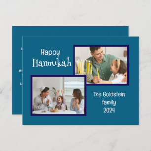 Hannukah Two Family Photo Holiday Postcard