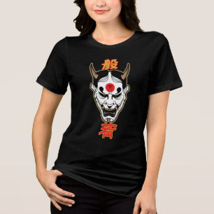 Hannya Demon Mask Japanese Oni T-Shirt Design Tri-Blend Shirt