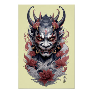 Hannya mask tattoo poster