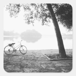 Hanoi Vietnam, Bicycle & Bay Mau Lake Lenin Park Square Sticker