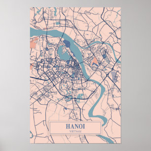 Hanoi Vietnam Breezy City Map Travel Poster