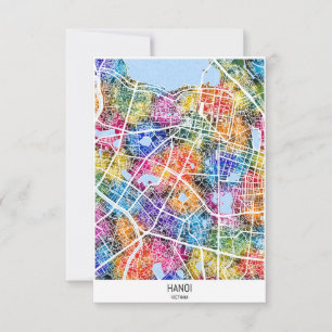 Hanoi Vietnam City Map Thank You Card