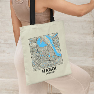 Hanoi, Vietnam, City Map Tote Bag