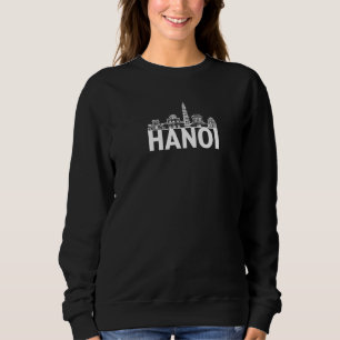 Hanoi Vietnam City Skyline Silhouette Outline Sket Sweatshirt