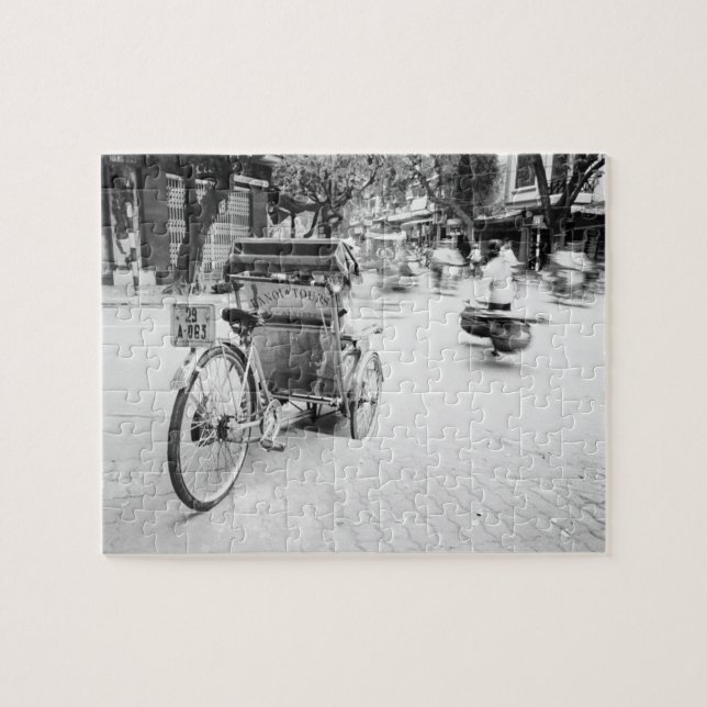 Hanoi Vietnam, Cyclo in Old Hanoi Jigsaw Puzzle (Horizontal)