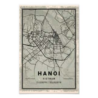 Hanoi vietnam map print poster canvas