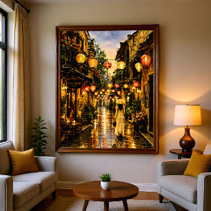 Hanoi Vietnam Old Quarter Watercolor Wall Art