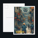 Hanoi Vietnam Vintage Art Travel Illustration Postcard<br><div class="desc">Hanoi Vietnam Vintage Art Travel Illustration</div>