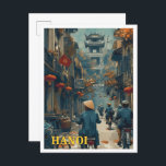 Hanoi Vietnam Vintage Art Travel Illustration Postcard<br><div class="desc">Hanoi Vietnam Vintage Art Travel Illustration</div>