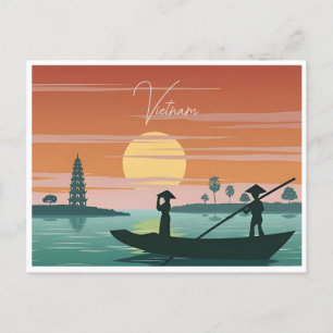 Hanoi, Vietnam Vintage travel retro tourism Postcard