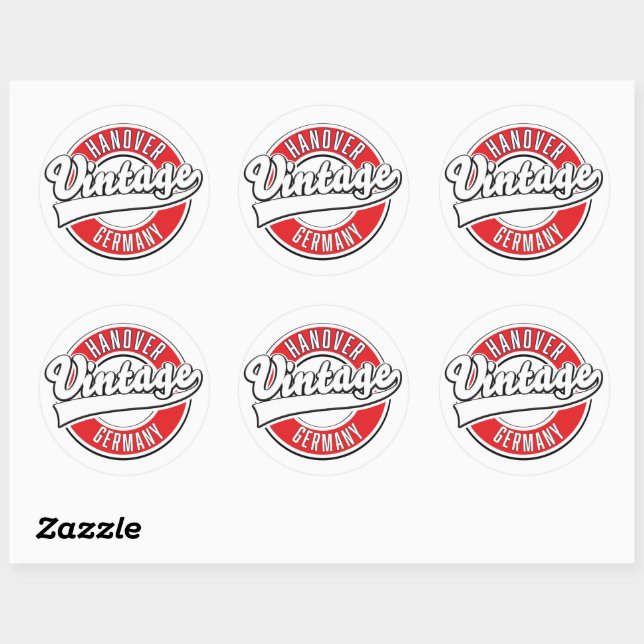 Hanover Germany vintage style logo. Classic Round Sticker (Sheet)