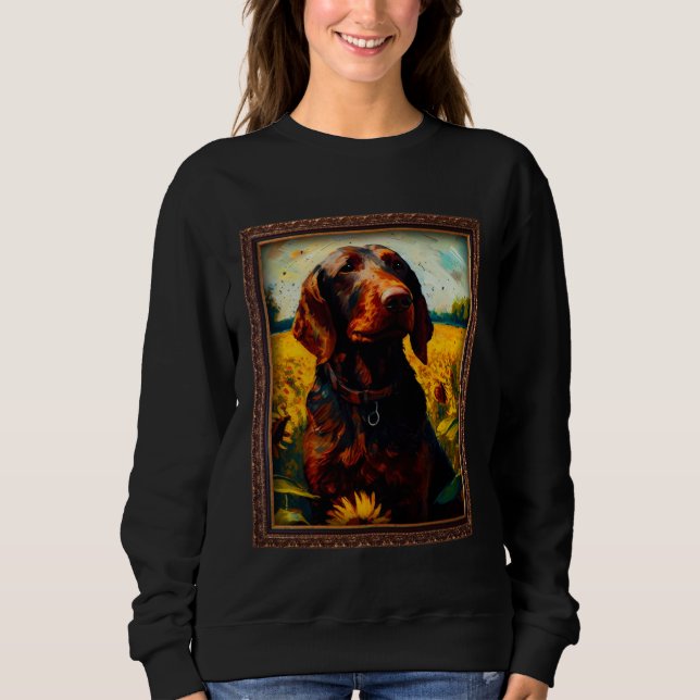 Hanoverian Scenthound Painting Sunflower Flower Mo Sweatshirt (Front)