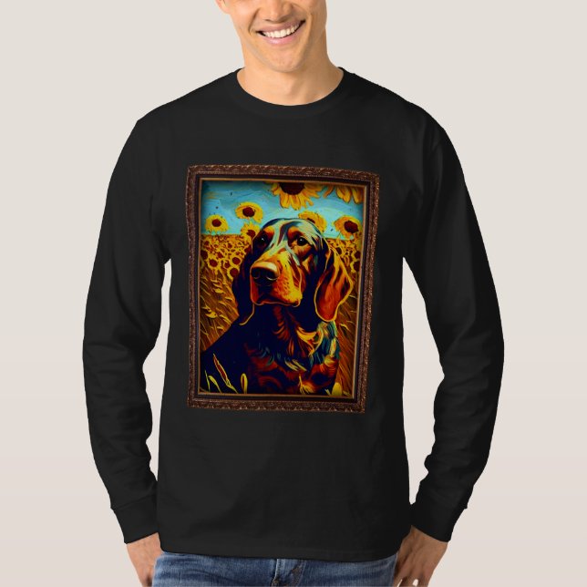 Hanoverian Scenthound Painting Sunflower Flower Mo T-Shirt (Front)