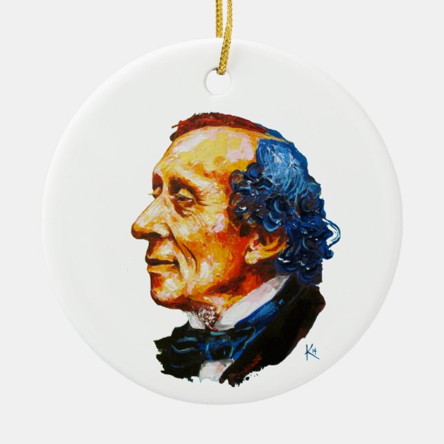Hans Christian Andersen painting Ceramic Tree Decoration (Front)