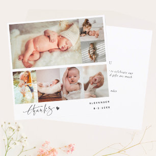Hans-written Newborn Photo Collage Thank You Card