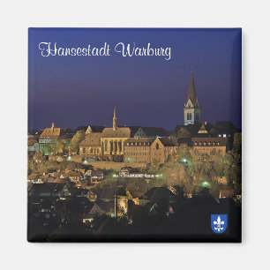 Hanseatic city of Warburg at night Magnet