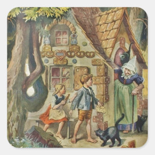 Hansel and Gretel at the Witch Cottage Square Sticker