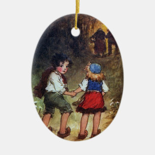 Hansel and Gretel Head Into the Woods Ceramic Tree Decoration