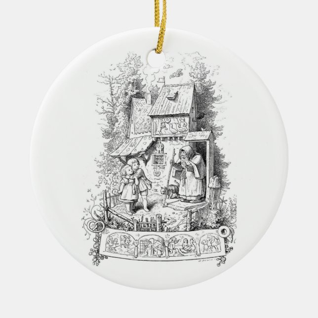 Hansel and Gretel Meet the Witch Ceramic Tree Decoration (Front)