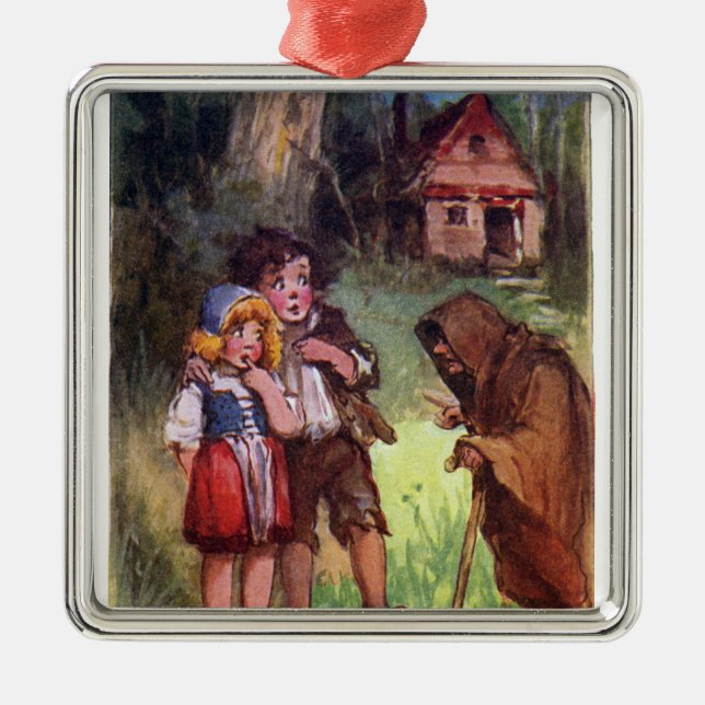 Hansel and Gretel Meet the Witch Metal Tree Decoration (Front)