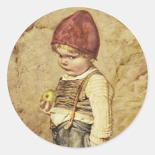 Hansel With Golden Apple Classic Round Sticker