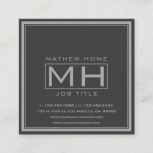 Hansom Grey & Dark Grey Professional Square Business Card