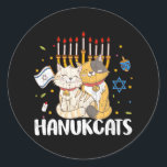 Hanukcats Funny Jewish Hanukkah Jew Family Lover Classic Round Sticker<br><div class="desc">Hanukcats Funny Jewish Hanukkah Jew Family Lover</div>