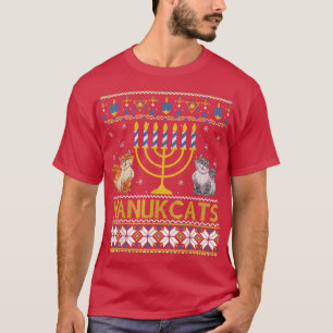 Hanukcats Hanukkah Cat Lovers Ugly Holidays Animal T-Shirt
