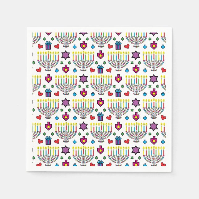 Hanukiah Hanukkah Menorah Party Time Napkin (Front)