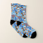 Hanukiahs, Menorahs, and Candles Pattern Socks<br><div class="desc">Work your look in a pair of comfy-stretch Hanukiahs,  Menorahs,  and Candles Pattern crew socks.</div>