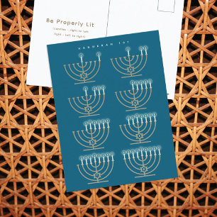 Hanukkah 101   Menorah Lighting Guide Holiday Postcard