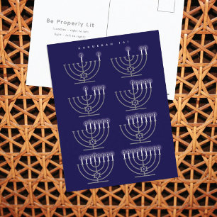Hanukkah 101 Menorah Lighting Guide Holiday Postcard