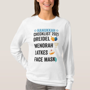Hanukkah 2021 Checklist Dreidel Menorah Face mask T-Shirt