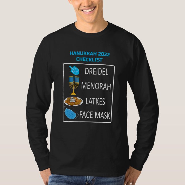 Hanukkah 2022 Checklist Chanukah Pajama Jewish Chr T-Shirt (Front)
