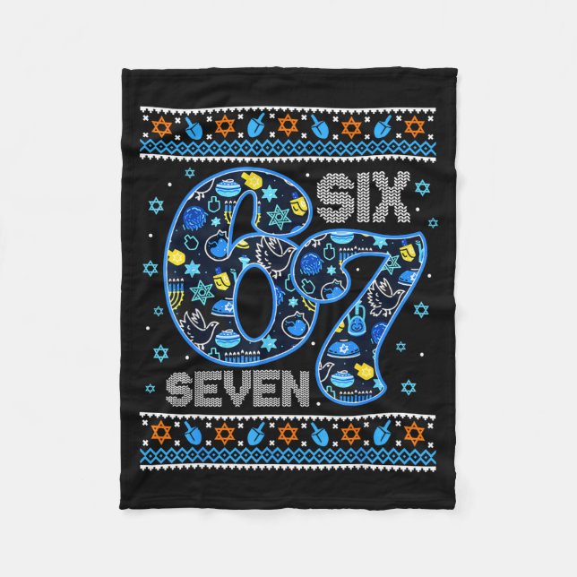 Hanukkah 67 Festive Dreidel Ugly Sweater For Men W Fleece Blanket (Front)