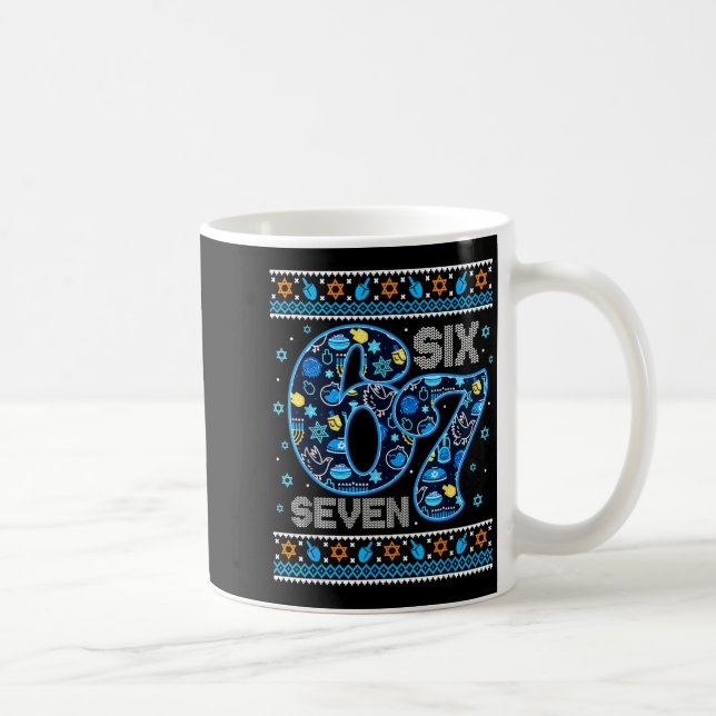 Hanukkah 67 Festive Dreidel Ugly Sweater Jew Six S Coffee Mug (Right)