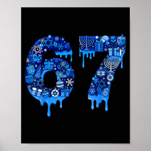 Hanukkah 67 Six Seven Boy Girl Kids 67 Meme Hanukk Poster