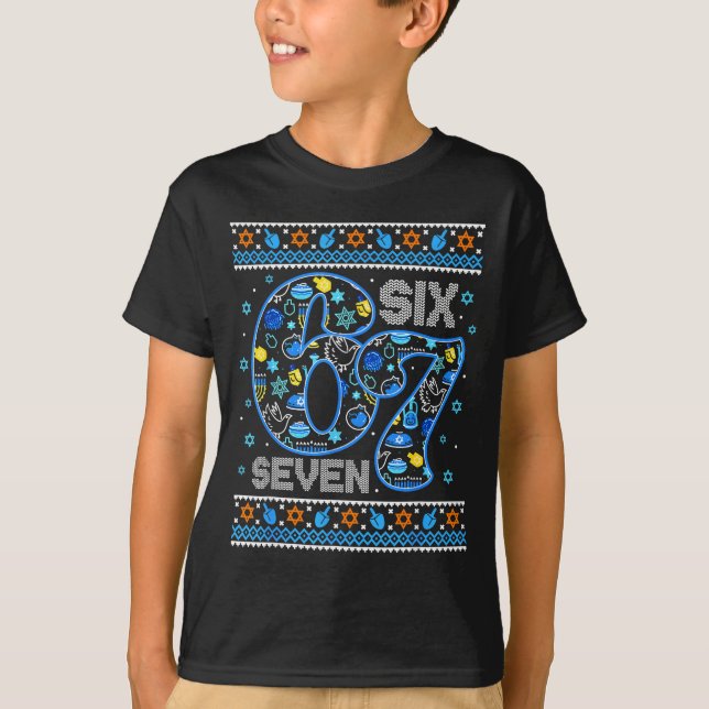 Hanukkah 67 Six Seven Boy Girl Kids 67 Meme Hanukk T-Shirt (Front)