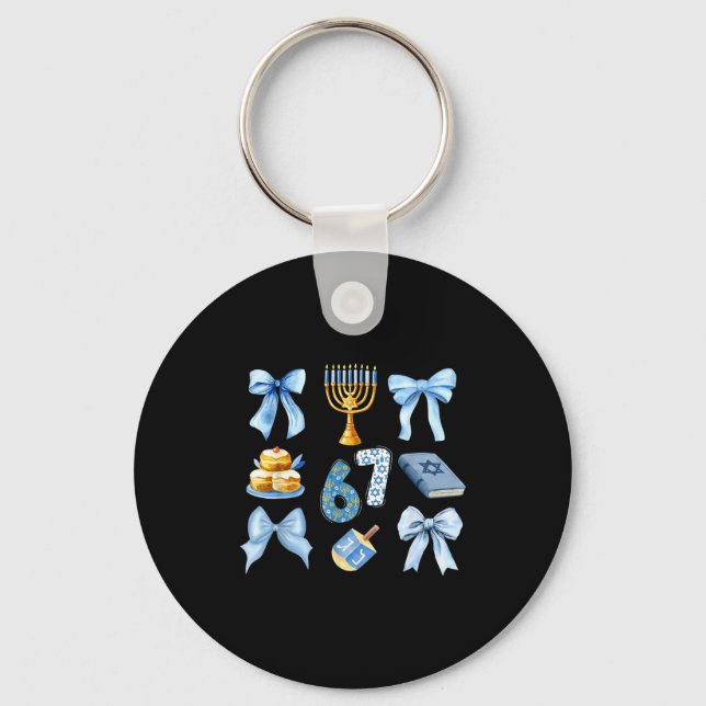 Hanukkah 67 Six Seven Girl Kids 67 Meme Coquette B Key Ring (Front)