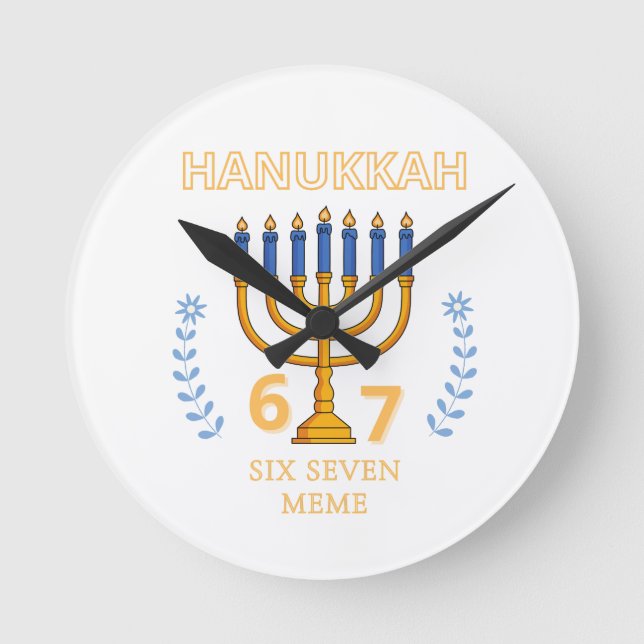 Hanukkah 67 Six Seven Meme Round Clock (Front)