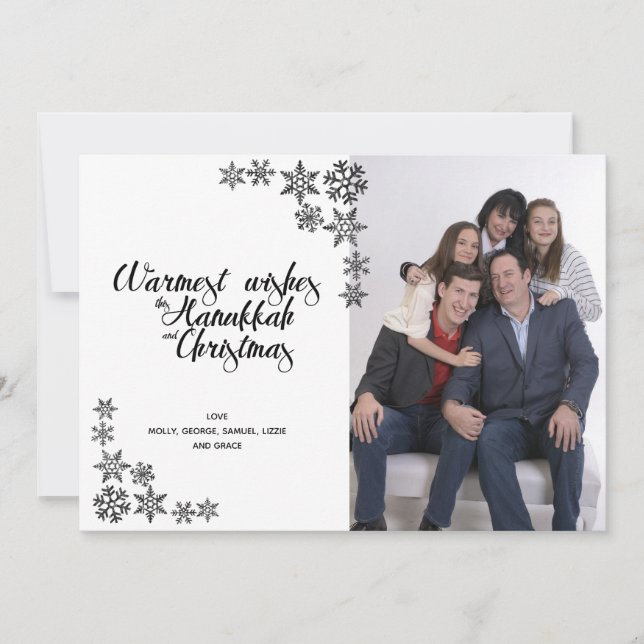 Hanukkah and Christmas Modern Photo Card (Front)
