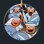 Hanukkah and the Maccabees Ceramic Tree Decoration<br><div class="desc">Cartoon illustration of the brave Maccabees hiding in a cave and making plans of rescue. Jewish festival of Chanukah illustration.</div>