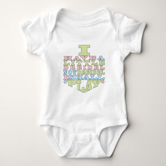 Hanukkah Baby Body Suit "DREIDEL PLAY" Bodysuit (Front)